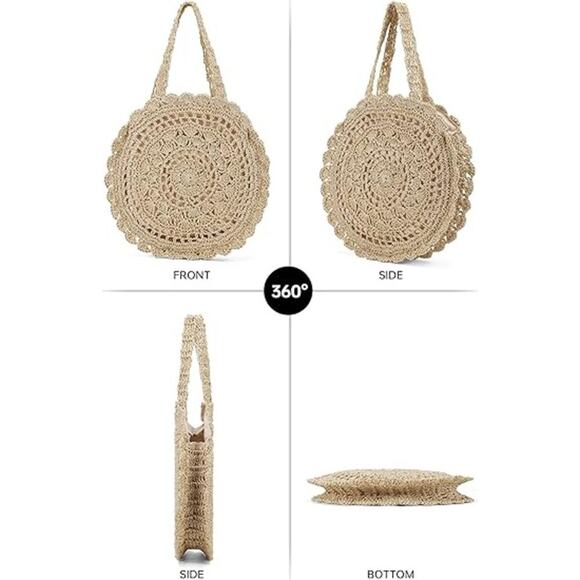 2 For $20   Handmade Woven Straw Bag /  Beach Tote, Lightweight & Trendy Spring - Picture 4 of 6